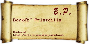 Borkó Priszcilla névjegykártya